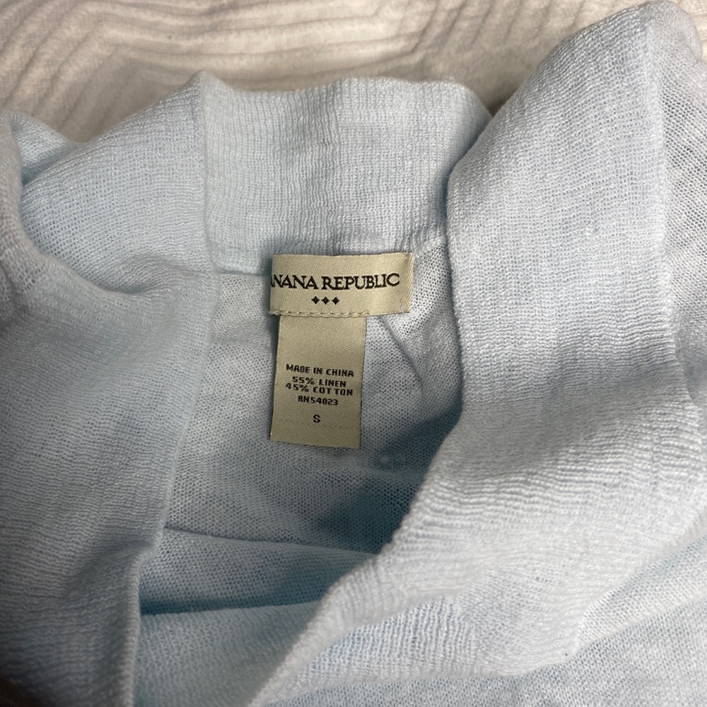 BANANA REPUBLIC Linen V Neck Pull Over Beach Sweater - Picture 5 of 8